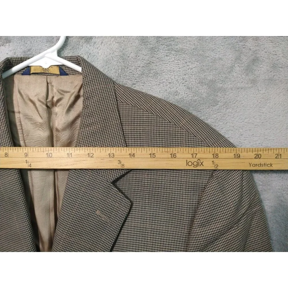 Brooks Brothers Blazer Mens 44R Brown Houndstooth Plaid Sport Jacket 2 Button